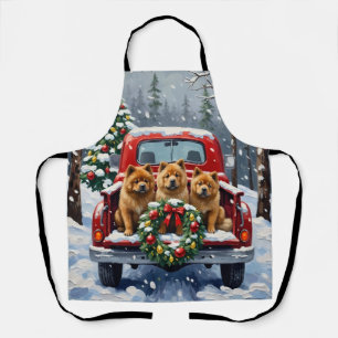 Chow Chow Kerstmis Rode Truck Vakantie Schort