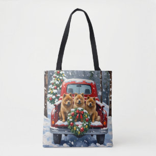 Chow Chow Kerstmis Rode Truck Winter Draagtas