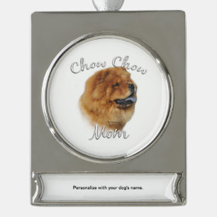 Chow Chow Mam Sleutelhanger Verzilverd Banner Ornament