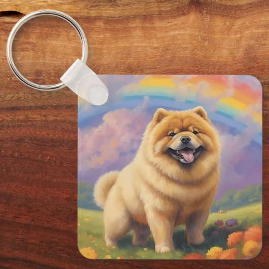 Chow Chow Memorial Custom Hondennaam Rainbow Bridg Sleutelhanger (Voorkant)