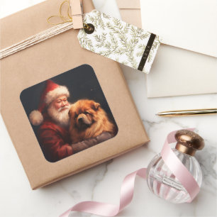 Chow Chow met kerstman Feestelijke kerst Vierkante Sticker