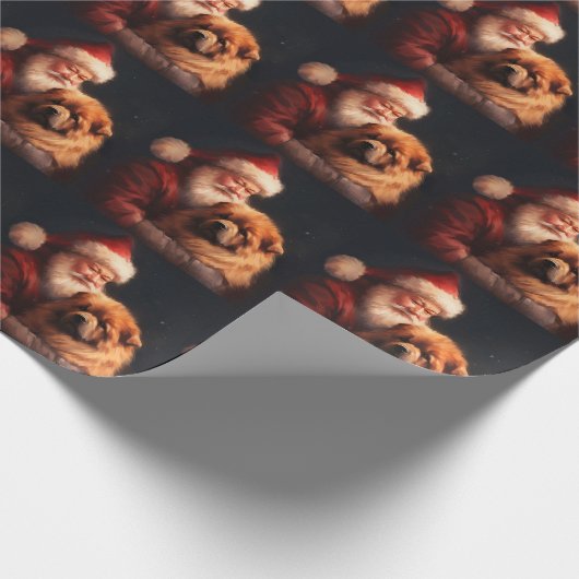 Chow Chow met Sinterklaas Feestelijke Kerstmis Cadeaupapier (Hoek)