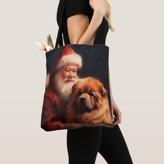 Chow Chow met Sinterklaas Feestelijke Kerstmis Draagtas (Dichtbij)