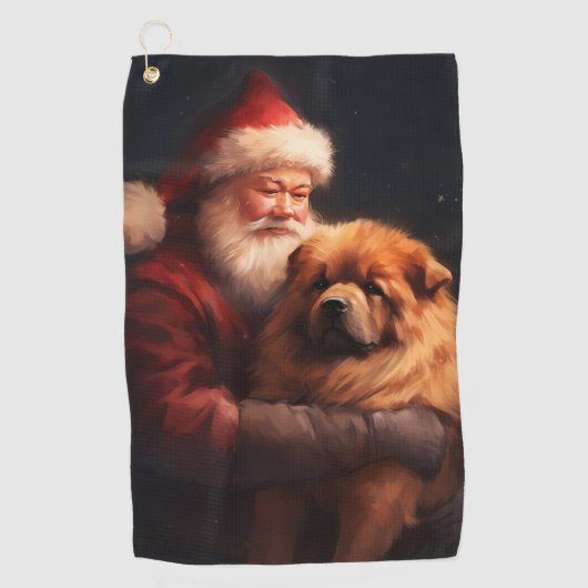 Chow Chow met Sinterklaas Feestelijke Kerstmis Golfhanddoek (Voorkant)