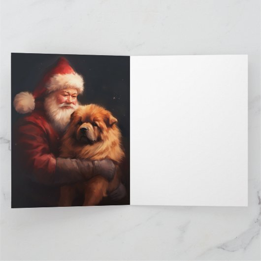 Chow Chow met Sinterklaas Feestelijke Kerstmis Kaart (Binnen)