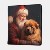 Chow Chow met Sinterklaas Feestelijke Kerstmis Keramisch Ornament (Links)