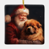 Chow Chow met Sinterklaas Feestelijke Kerstmis Keramisch Ornament (Voorkant)