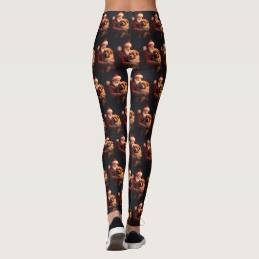 Chow Chow met Sinterklaas Feestelijke Kerstmis Leggings (Achterkant)