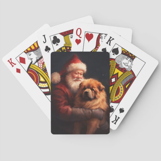 Chow Chow met Sinterklaas Feestelijke Kerstmis Pokerkaarten (Achterkant)