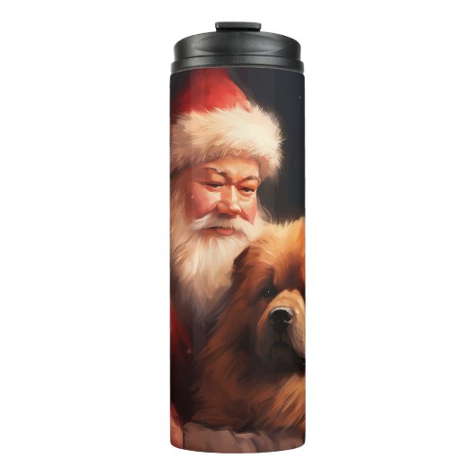 Chow Chow met Sinterklaas Feestelijke Kerstmis Thermosbeker (Voorkant)
