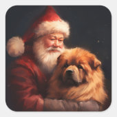 Chow Chow met Sinterklaas Feestelijke Kerstmis Vierkante Sticker (Voorkant)