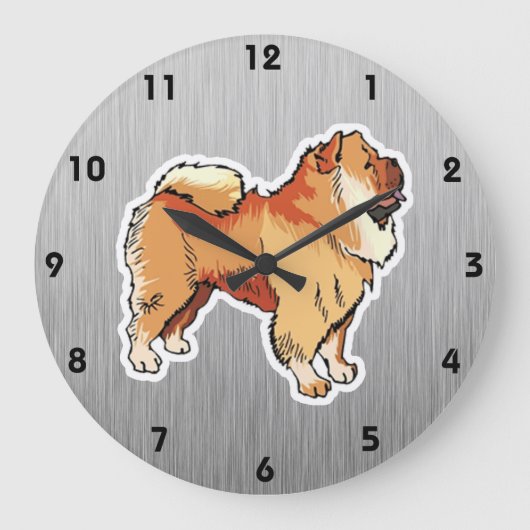 Chow Chow; metaal Grote Klok (Voorkant)