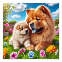 Chow Chow moeder en haar puppy