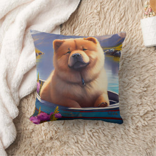 Chow Chow op een Peddel: Een Schitterend Avontuur Kussen