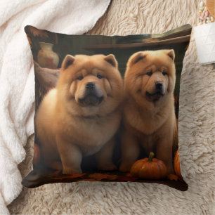 Chow Chow Pup Autumn Delight Pompoen Kussen