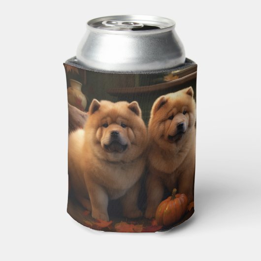 Chow Chow Puppy Herfst Delight Pompoen Blikjeskoeler (Blikje Achterkant)