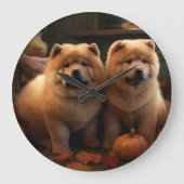 Chow Chow Puppy Herfst Delight Pompoen Grote Klok (Voorkant)