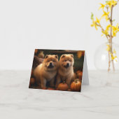 Chow Chow Puppy Herfst Delight Pompoen Kaart (Gele Bloem)