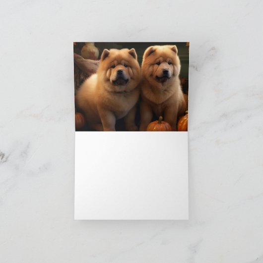 Chow Chow Puppy Herfst Delight Pompoen Kaart (Binnen)