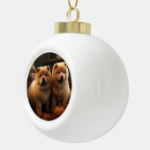 Chow Chow Puppy Herfst Delight Pompoen Keramische Bal Ornament (Rechts)