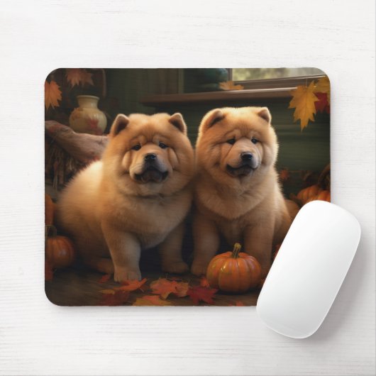 Chow Chow Puppy Herfst Delight Pompoen Muismat (Met muis)