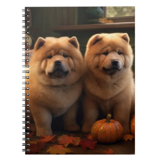 Chow Chow Puppy Herfst Delight Pompoen Notitieboek (Voorkant)