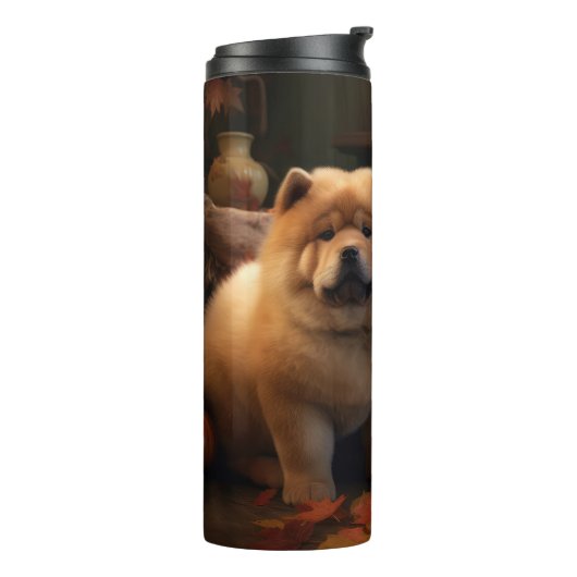 Chow Chow Puppy Herfst Delight Pompoen Thermosbeker (Gedraaid links)