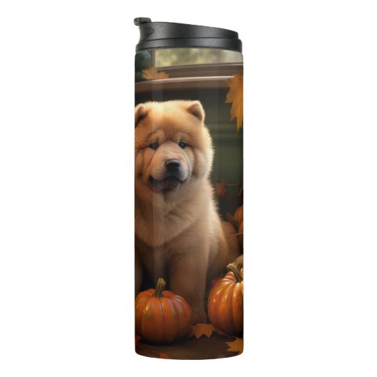 Chow Chow Puppy Herfst Delight Pompoen Thermosbeker (Geroteerd rechts)