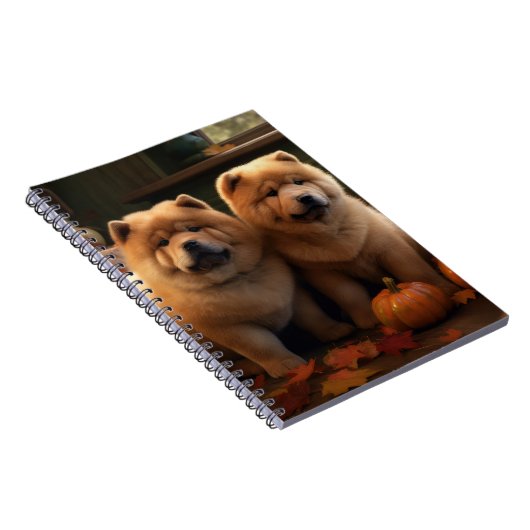 Chow Chow Puppy Herfst Plezier Pompoen Notitieboek (Rechterzijde)