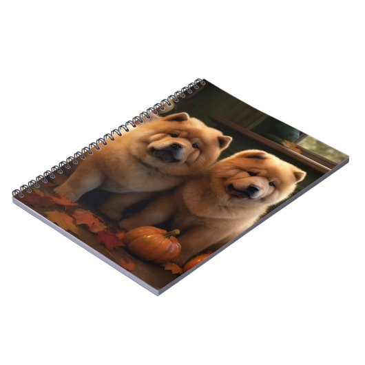 Chow Chow Puppy Herfst Plezier Pompoen Notitieboek (Linkerzijde)