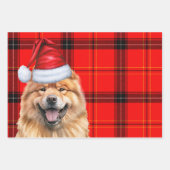 Chow Chow Santa hond op Red Plaid Kerstmis Inpakpapier Vel (Voorkant 3)