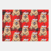 Chow Chow Santa hond op Red Plaid Kerstmis Inpakpapier Vel (Voorkant 2)
