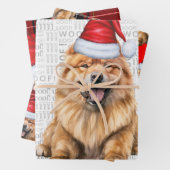 Chow Chow Santa hond op Red Plaid Kerstmis Inpakpapier Vel (In situ)