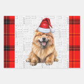 Chow Chow Santa hond op Red Plaid Kerstmis Inpakpapier Vel (Voorkant)
