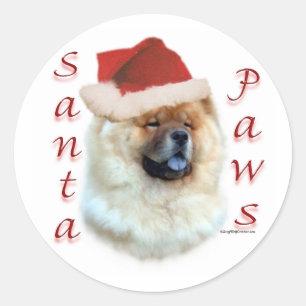 Chow Chow Santa Paws Ronde Sticker