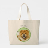 Chow Chow Schilderij Rood Ruw Schattige Originele Grote Tote Bag (Achterkant)