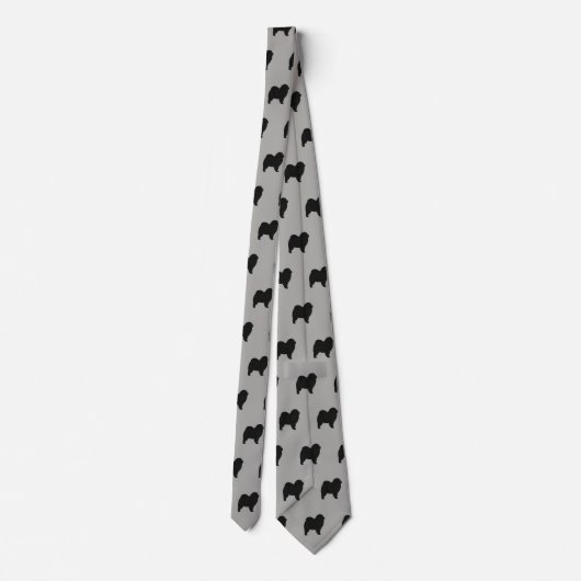 Chow Chow Silhouettes Pattern Grey and Black Stropdas (Achterkant)