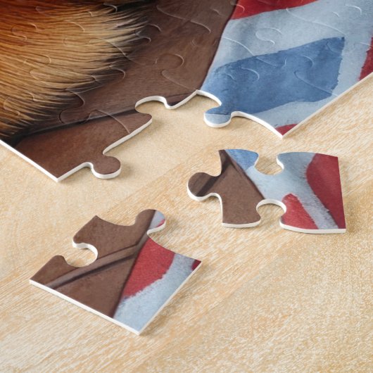 Chow Chow Sitting Fireplace with Christmas Lights Legpuzzel (Zijkant)