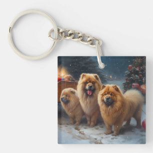 Chow Chow Sneeuw slee Kerst Decoratie   Sleutelhanger
