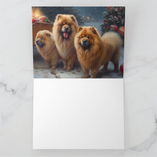Chow Chow Sneeuwrijke slee Kerstmis decoratie Kaart (Binnen)