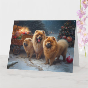 Chow Chow Sneeuwrijke slee Kerstmis decoratie Kaart