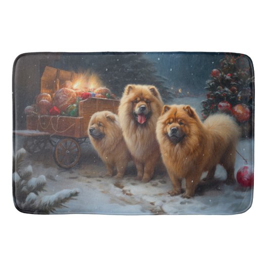 Chow Chow Snowy Sleigh Kerst Decor Badmat (Voorkant)