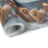 Chow Chow Snowy Sleigh Kerst Decor Cadeaupapier (Rol Hoek)