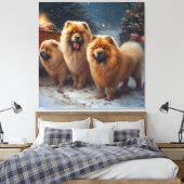 Chow Chow Snowy Sleigh Kerst Decor Canvas Afdruk (Insitu (Slaapkamer))