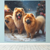 Chow Chow Snowy Sleigh Kerst Decor Canvas Afdruk (Insitu (Houten vloer))
