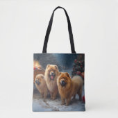 Chow Chow Snowy Sleigh Kerst Decor Draagtas (Voorkant)