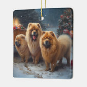 Chow Chow Snowy Sleigh Kerst Decor Keramisch Ornament (Links)