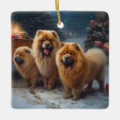 Chow Chow Snowy Sleigh Kerst Decor Keramisch Ornament (Voorkant)