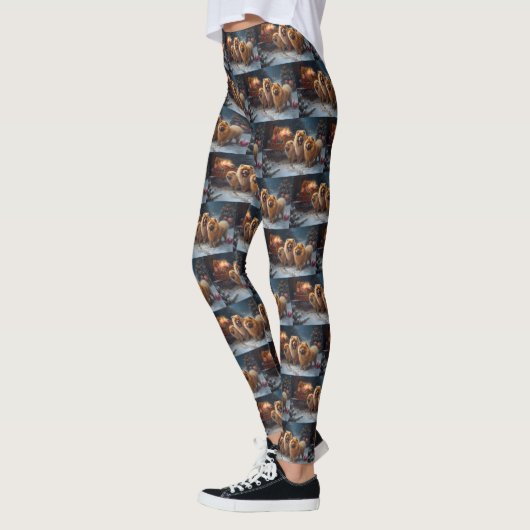 Chow Chow Snowy Sleigh Kerst Decor Leggings (Links)