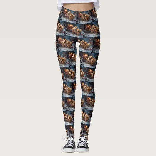 Chow Chow Snowy Sleigh Kerst Decor Leggings (Voorkant)